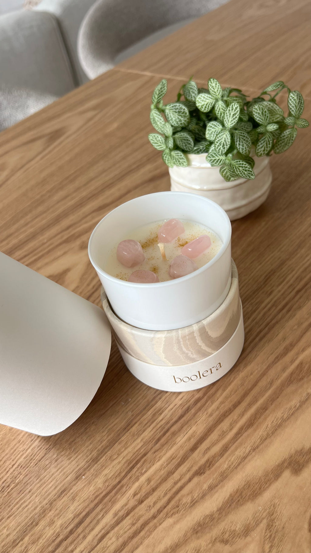 Rosenquarz Duftkerze