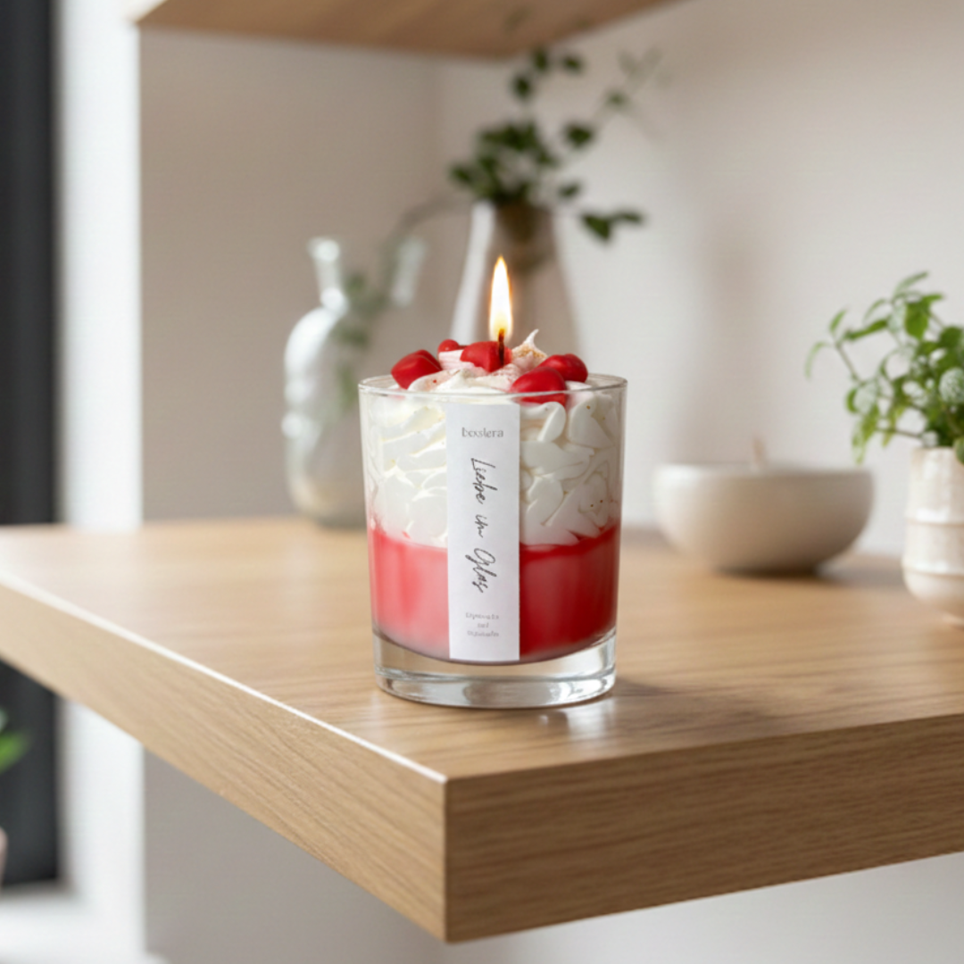 Dessertkerze Liebe im Glas