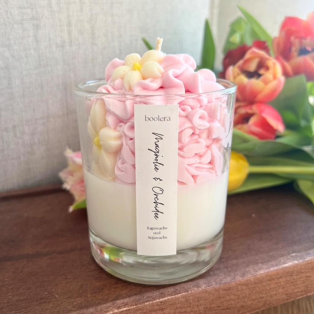 Dessertkerze Magnolie & Orchidee